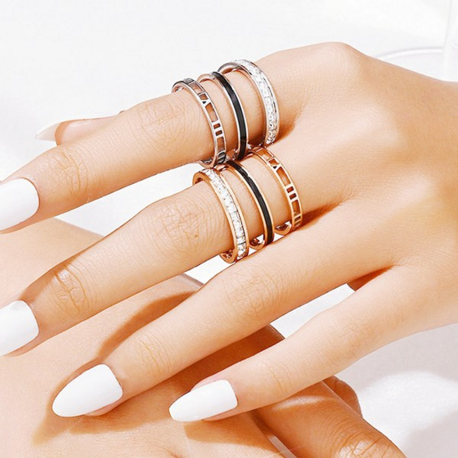 하나린 써지컬스틸 (3개 1세트) 판타지 반지 레이어드링