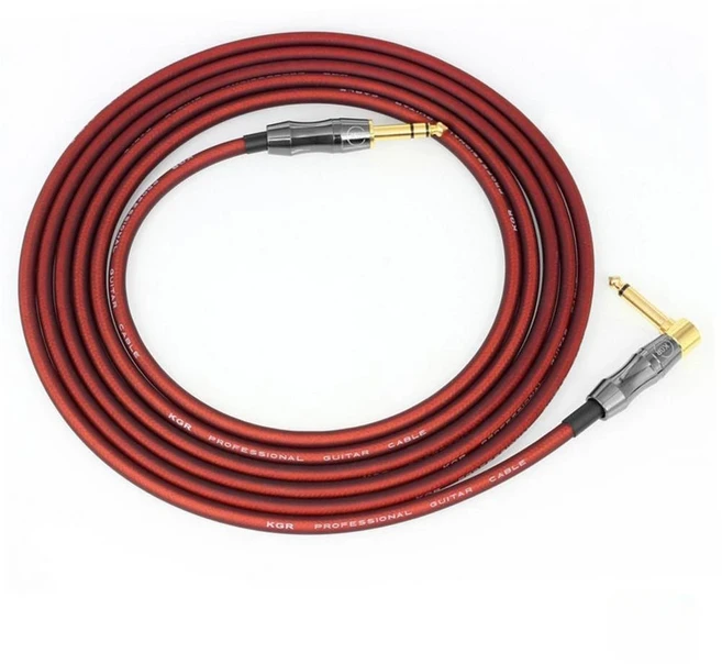 KGR 20AWG 일렉트릭 기타베이스 오디오 케이블 커넥터 직선-직각 플러그 악기 소음 감소 쉴드 기타, 한개옵션1