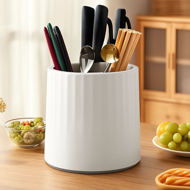 사볼레 물빠짐 회전 칼 수저통, 1개, 화이트