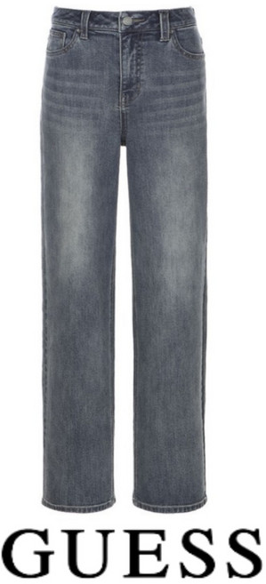 [백화점발송] 게스 여성 청바지 데님 워싱 와이드 커브드 신축성 사계절 캠핑 여행 자전거 산책