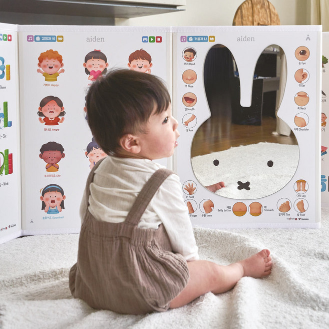 에이든 아기병풍 미피 얼굴 거울 소형 세이펜 호환 6단 완성품 터미타임 폴더북 출산선물, 1개, 미피 전신 거울 소형