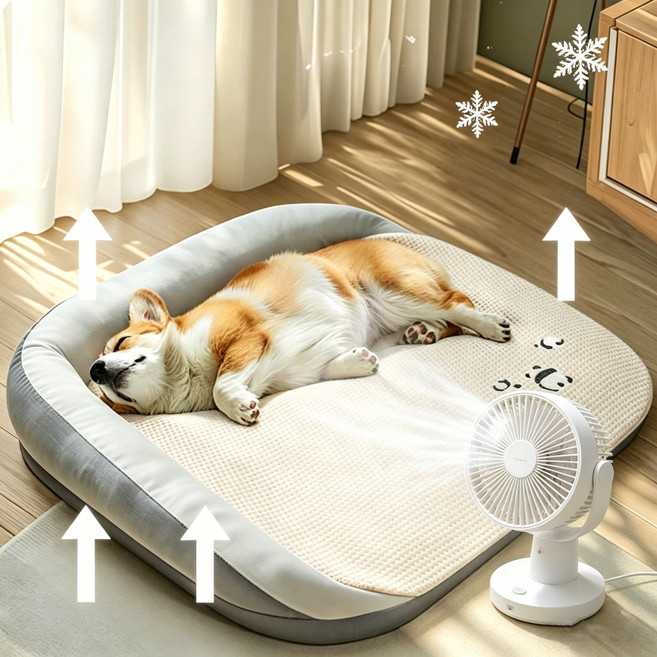 WHH 애견 여름 판다 냉감패드 시원하시개 쿨매트, 1개, 그레이