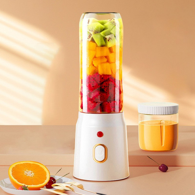 Veralool 무선 휴대용 블렌더 USB 충전 소형 원터치 미니 저소음 가정용 믹서기 10날 칼날 450ML, 화이트