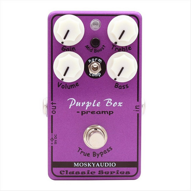 Mosky Purple Box 프리앰프 오버드라이브 이펙트 페달(일렉트릭 기타용) True Bypass 기타 이펙트 페달