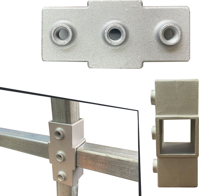 사각파이프 클램프 20 25 각관 브라켓 알루미늄 연결 조인트 크로스 +형, 1개