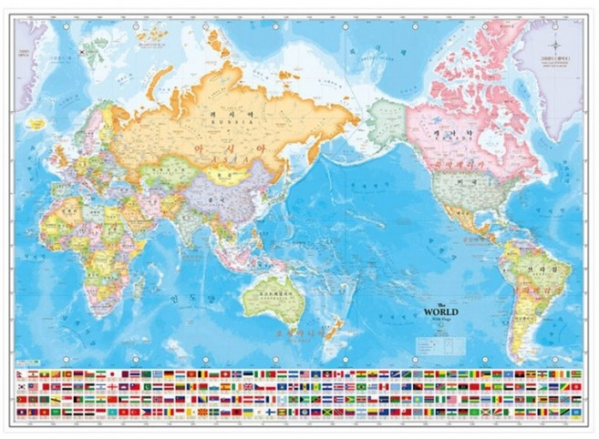 예스 봄 국기 코팅 세계지도 대형 107x77, 1개