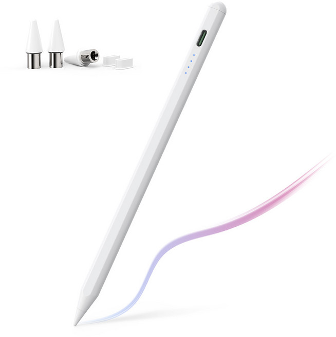 JAMJAKE 정전식 스타일러스 스마트 터치펜 아이패드 & 스마트폰 99% 기종 자석 부착 + 정전기 방지 장갑 Q77, 1개, 화이트