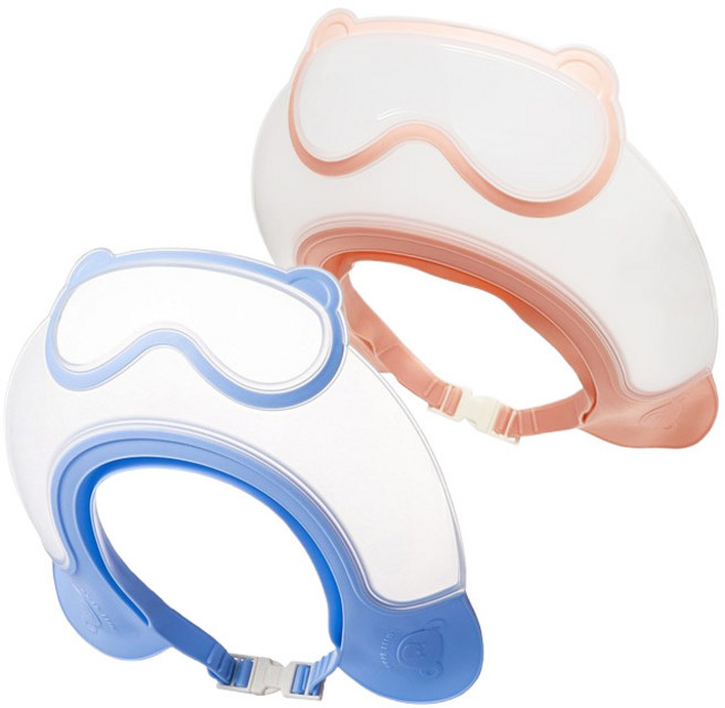 MDC 고글베어 샴푸캡 / 길이조절 양방향 아기샴푸모자, 1개, 연핑크오렌지