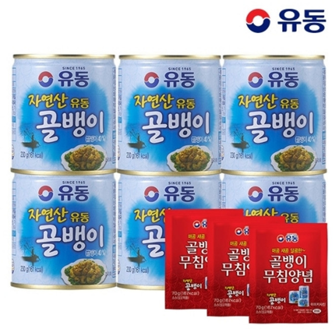 유동 [유동] 자연산골뱅이 230g x 6개 + (증정)골뱅이 무침양념 70g 3개