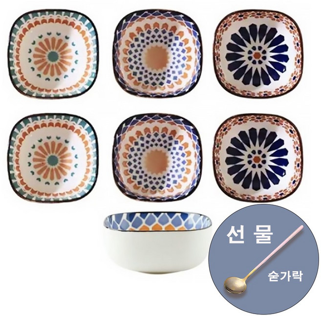 고온 도자기 앞접시 6개 세트 가정용 나눔접시 예쁜 앞접시, 이미지