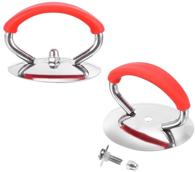 미즈코스 냄비 뚜껑 손잡이 교체용 꼭지 부품 다용도, 1세트, 레드+레드