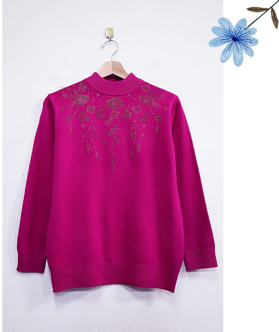 형제상회 할머니티 니트티 스웨터 반목 할머니옷 요양원 실내복 0026W05