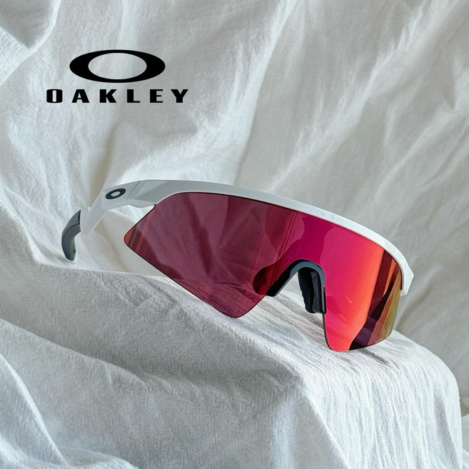 OAKLEY 運動太陽眼鏡 霧白鏡框 紅色鏡片