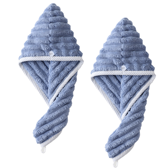 아킴 헤어캡 머리 말리는 수건 헤어타올 머리수건 머리말리는 헤어수건 여성 머리수건, 2개, 블루