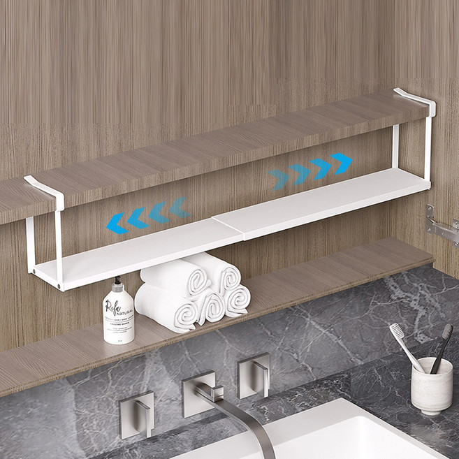 워촹스 욕실 정리함 길이조절 선반 매달기형 캐비넷 하단 수납선반, 화이트, 1개