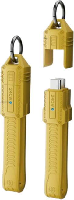 Type-C公轉Type-C公/240W/80Gbps軟板線 高清8K傳輸移動硬碟線, usb4全功能短線黃色帶鑰匙扣, 1個