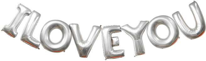 피플스파티 아이러브유(알파벳세트) 은박풍선 호일 파티장식, 실버, 1개