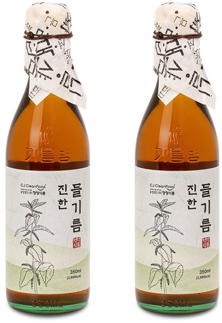 청정식품 HACCP 통들깨 100% 고소한 들기름, 2개, 350ml