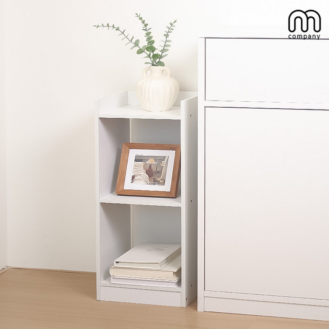 엠컴퍼니 심플 화이트 2단 책꽂이 북 정리함 책상 선반 인테리어 소품 미니 정리 수납장 틈새 간이 책장 책상위 수납함 전면 북앤드 사무용 md: BKCEZGE_213697_MCOM