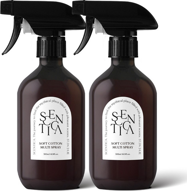 1+1 센티카 멀티스프레이 섬유향수 룸스프레이 대용량 탈취제 500ml 소프트코튼, 2개