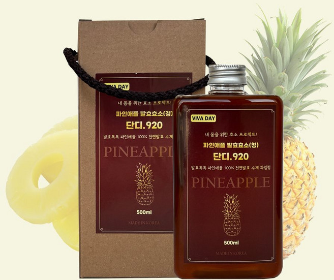 디어마이보틀 파인애플 발효효소(청) 500ml 칼라박스 포함 비바데이 착한 천연발효식품, 1개