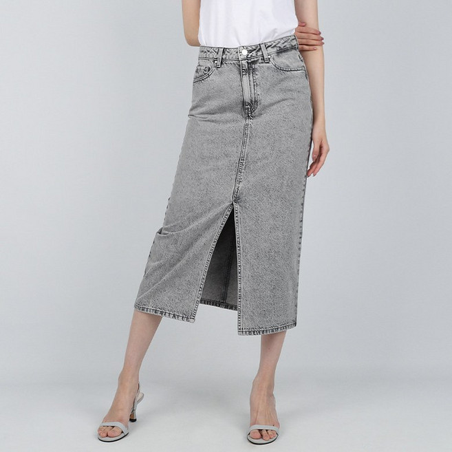 게스 여성 청치마 블리치드 앞트임 롱스커트 그레이 YP2D5563 2916722
