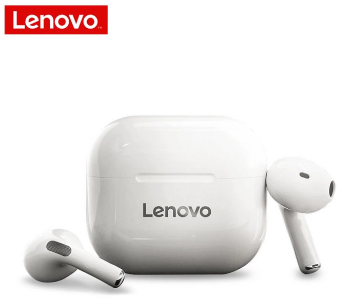 Lenovo LivePods LP40 TWS 세미 인 이어 이어폰 블루투스 헤드폰 터치 컨트롤 헤드셋이있는 진정한 무선 이어 버드, 하얀