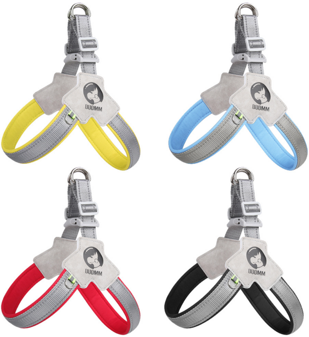 (즉시 할인가) 원큐펫 Y형 강아지 하네스 야간 빛 반사, 블루, 1개