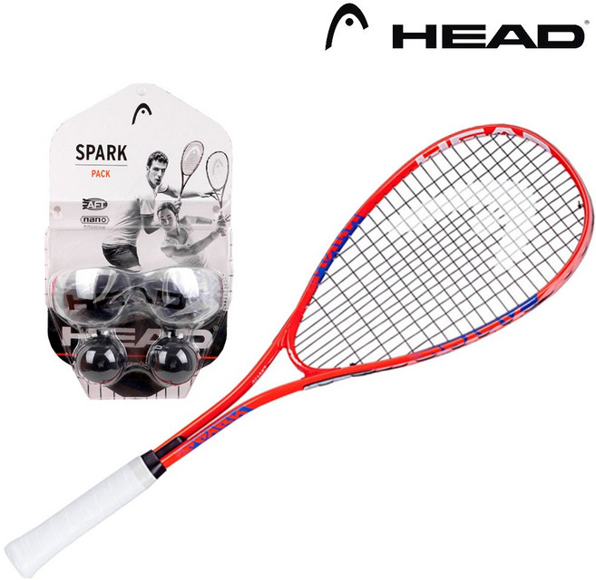 헤드 스파크 팀팩 초보 입문용 스쿼시 라켓 고글 세트 레드, 1개