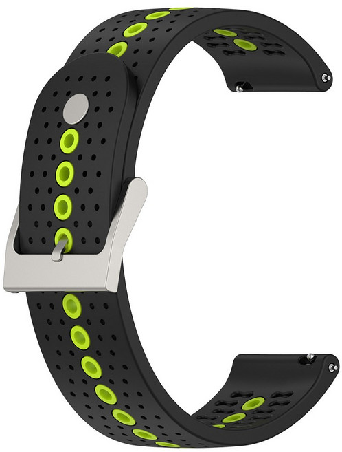 運動矽膠錶帶 適用華米 Amazfit Cheetah 2 Pro A2564 錶帶寬度 20mm 雙色錶扣式快拆, 黑青檸, 1個
