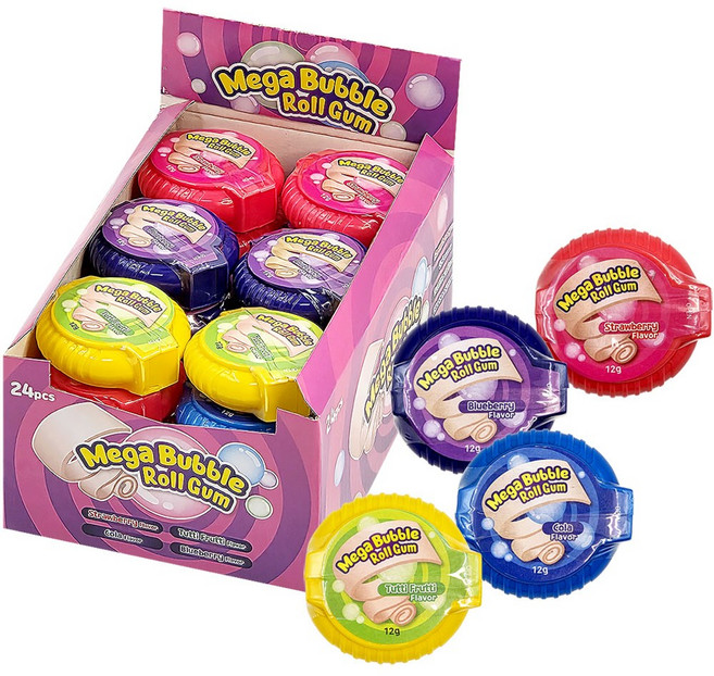 메가 버블 롤 껌 (딸기맛 / 콜라맛 / 투티푸르티맛 / 블루베리맛), 288g, 1개