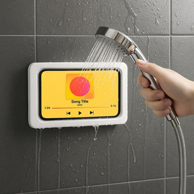 미로나 완전방수 욕실 휴대폰거치대, 화이트