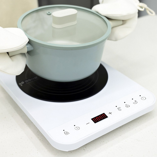 키친아트 1구 터치 인덕션 레인지 고화력 고성능 2000W 화이트, 프리스탠딩, 인덕션 1구