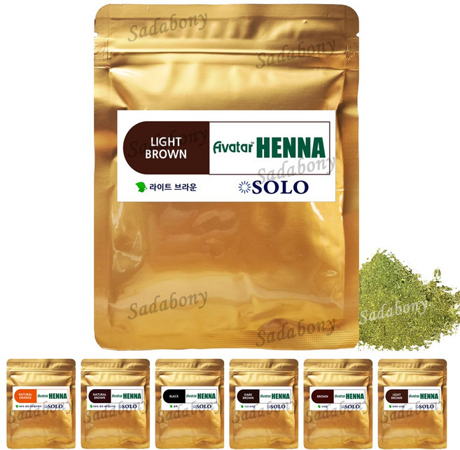 아바타 천연 헤나 염색약 6가지 색상 인도산 헤나파우더, 1개, 라이트브라운