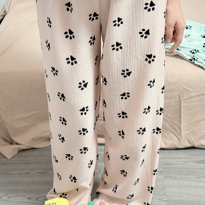 리바시안 여름 시원한 댕댕이 발자국 홈웨어 파자마 잠옷 바지