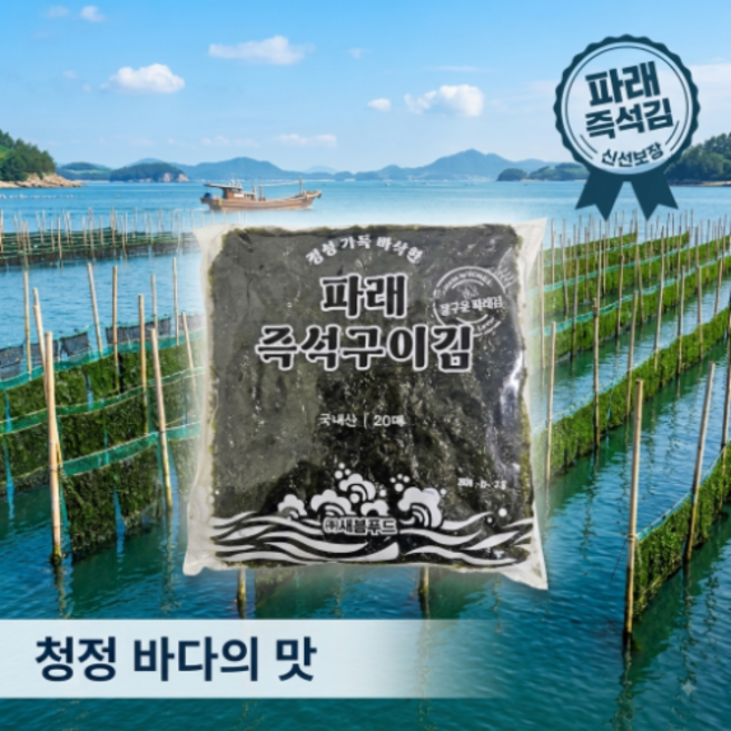 즉석구이파래김 1봉 20매 미절단김 구이김 즉석김 파래김, 1개, 85g