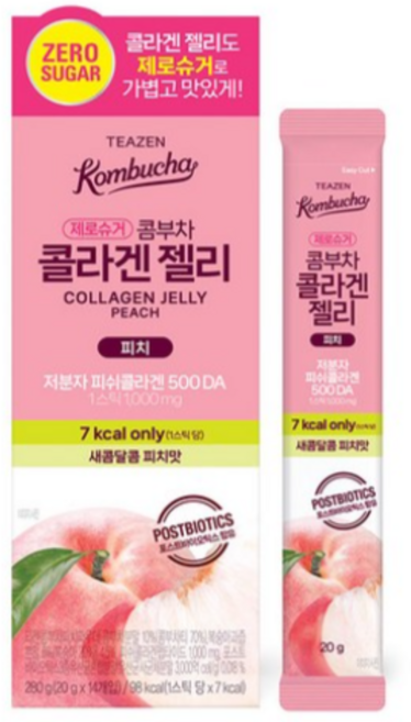 티젠 콤부차 콜라겐 젤리 피치 30개입, 280g, 20개