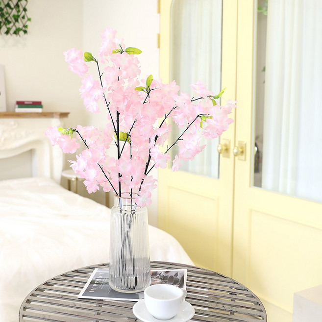 인테리어 봄 꽃 조화 나뭇가지 클래식 벚꽃가지, 1개