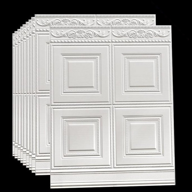 AIRASI 셀프인테리어 벽지 붙박이장 웨인스코팅 접착식 타일 거실장 서랍장 데코 몰딩 액자 스티커, 10입 소아 약 5mm 두께