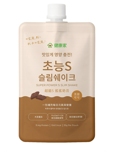 健康家 孅榖脆搖搖蛋白奶昔 苦甜可可風味, 35g, 50個
