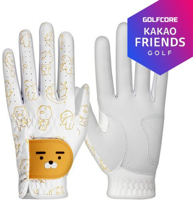 [카카오프렌즈]라이언 반양피 여성용 양손 골프장갑[KMG10004]-1SET, 상세 설명 참조, 1개