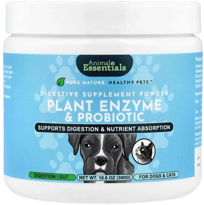 애니멀 에센셜 식물성 엔자임 프로바이오틱 Animal Essentials Plant Enzyme & Probiotic For Dogs & Cats 300g, 1개 - 쿠팡