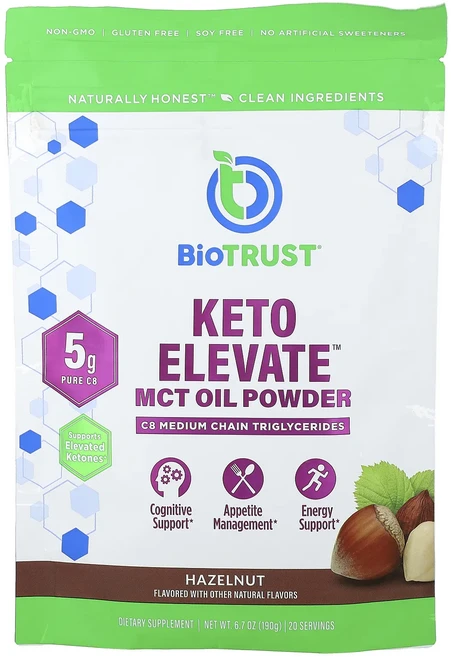 절실히 몸관리가필요한시기 BioTRUST Keto Elevate™ MCT 오일 분말 헤이즐넛 190g(6.7oz) 프리미엄할인상품입니다, BioTRUSTKetoElevateMCT오일분말헤이즐넛, 190g, 1개 - 쿠팡