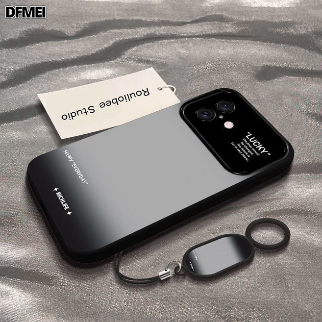 DFMEI 高級感漸變綠適用蘋果16PRO手機殼15大視窗14 磨砂13防摔12/11軟