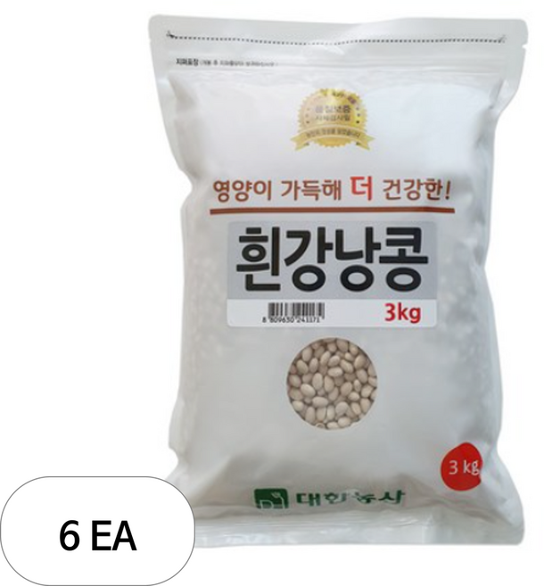 대한농산 흰강낭콩, 3kg, 6개