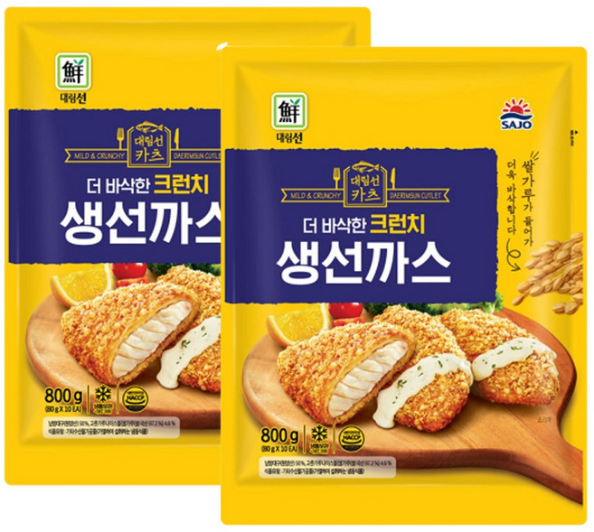 사조대림 크런치 생선까스800g 쌀가루가 들어가 더 바삭한, 800g, 2개