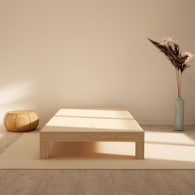목수이야기 통원목 평상형 침대 원목프레임, 네츄럴컬러+무료샌딩