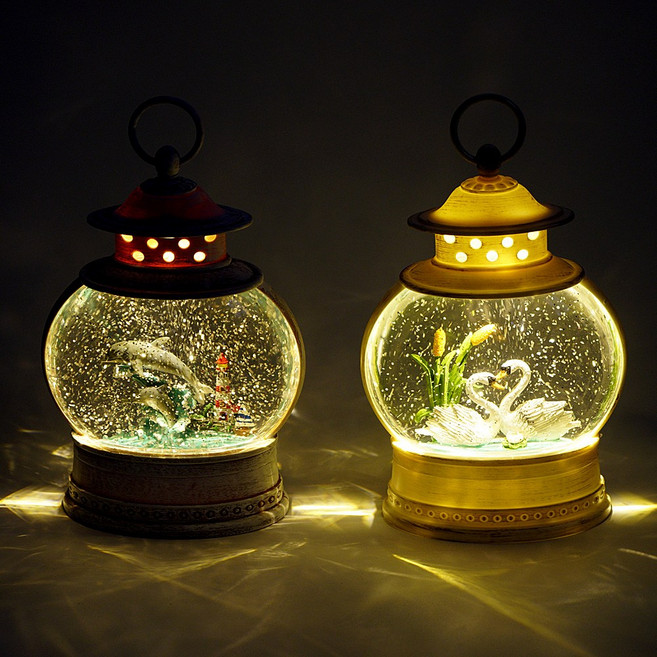 오르골 LED 워터볼 스노우볼 집들이 생일 선물, 플랫랜턴-백조