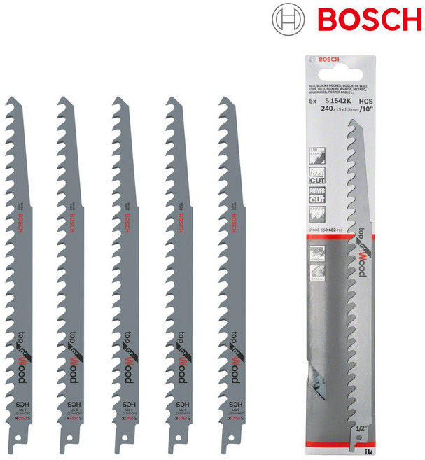 보쉬 컷소날 S1542K 240mm 1팩 5개 목재용 장작 가지치기 컷쏘, 1개