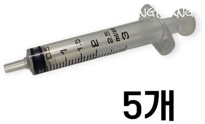 반려동물 먹이용 피딩용 실리콘 주사기, 5개, 투명